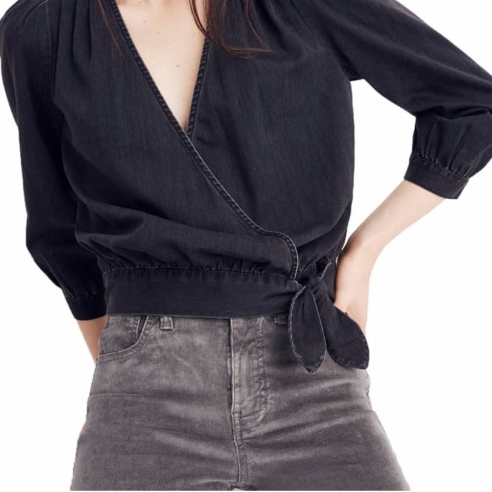 Madewell Denim Wrap Top